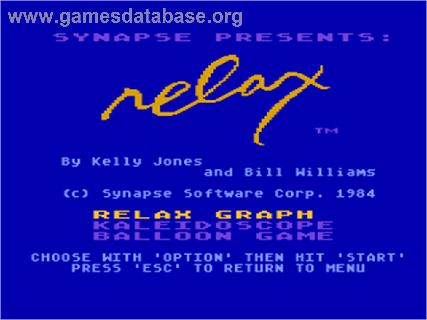 Relax - Atari 8-bit - Artwork - Title Screen