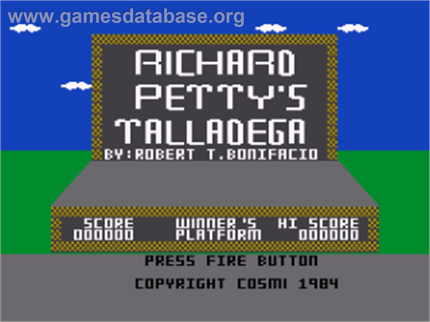 Richard Petty's Talladega - Atari 8-bit - Artwork - Title Screen