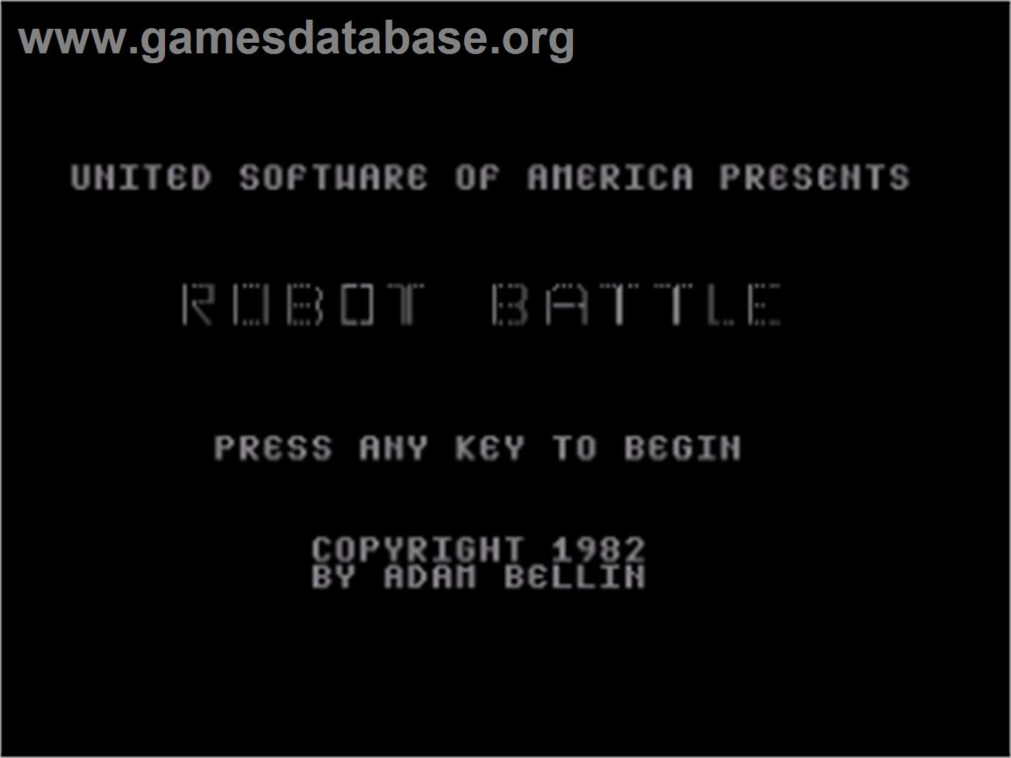Robot Battle - Atari 8-bit - Artwork - Title Screen