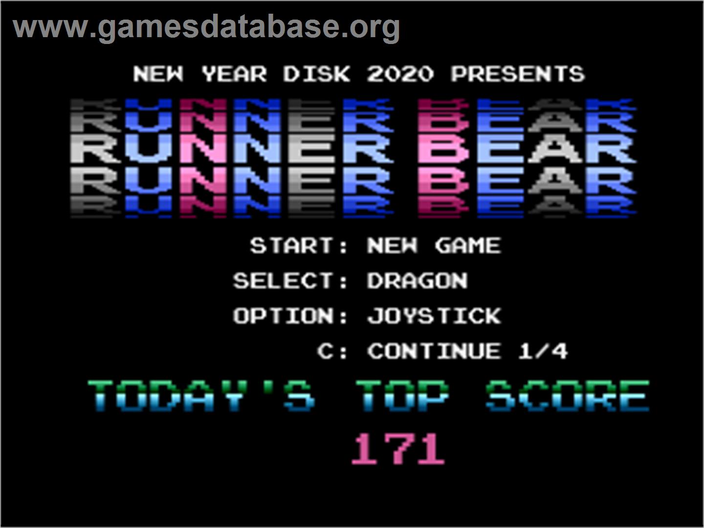 Runner Bear - Atari 8-bit - Artwork - Title Screen