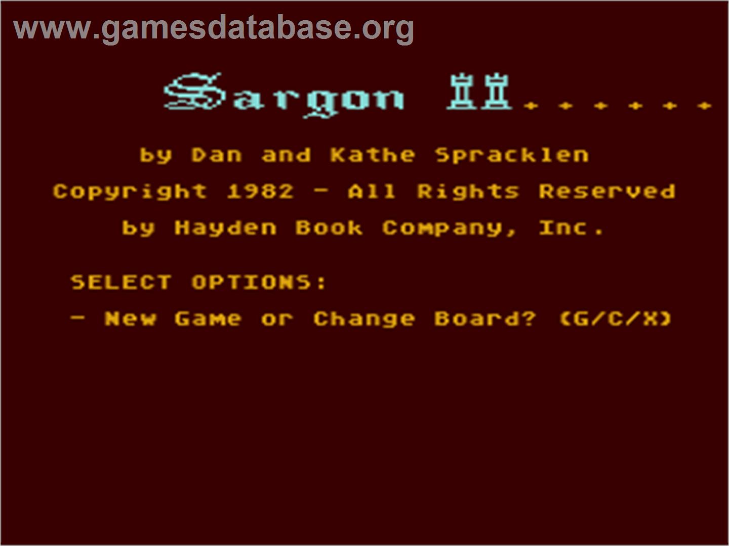 Sargon 2 - Atari 8-bit - Artwork - Title Screen