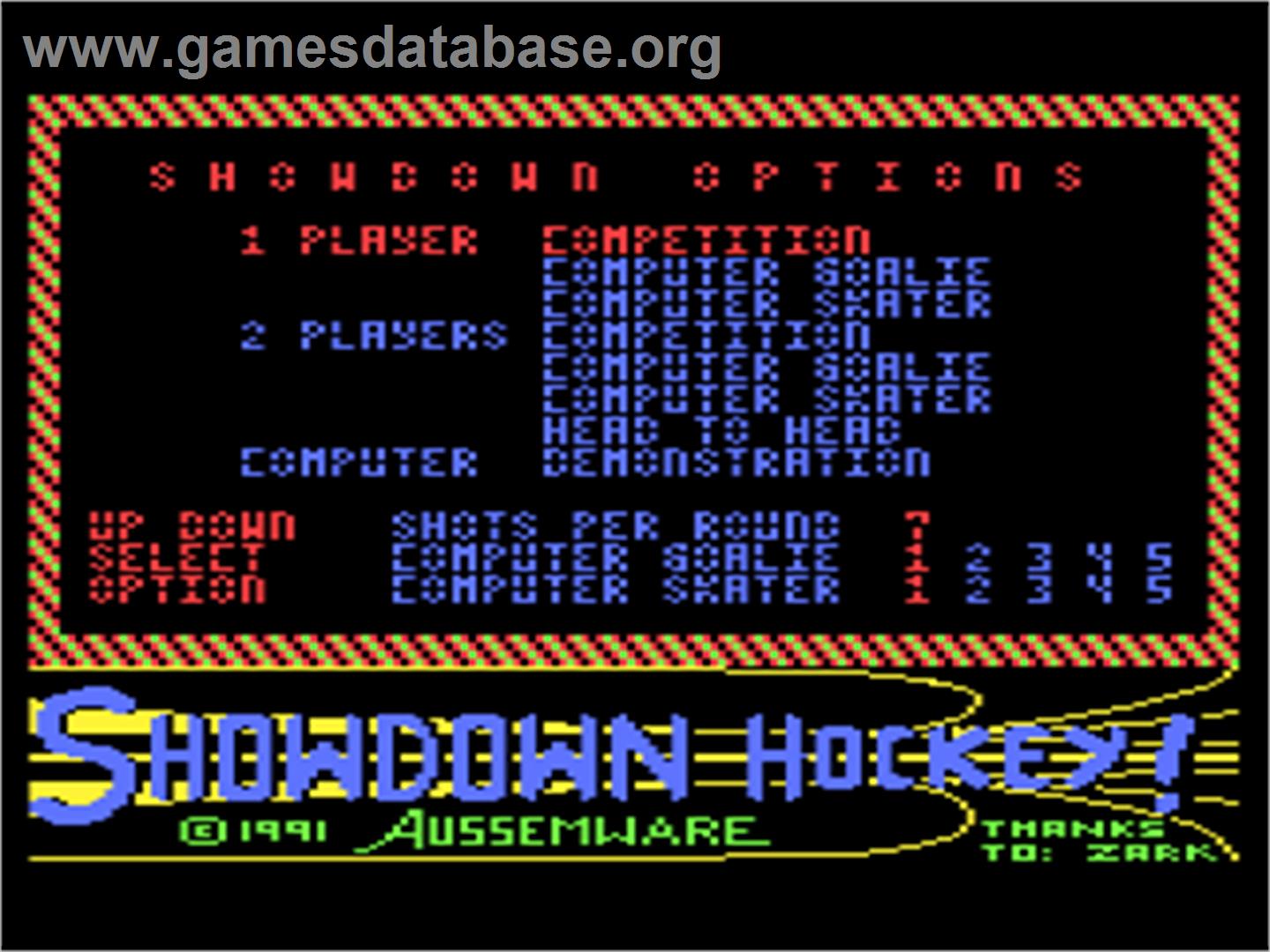 Showdown Hockey! - Atari 8-bit - Artwork - Title Screen