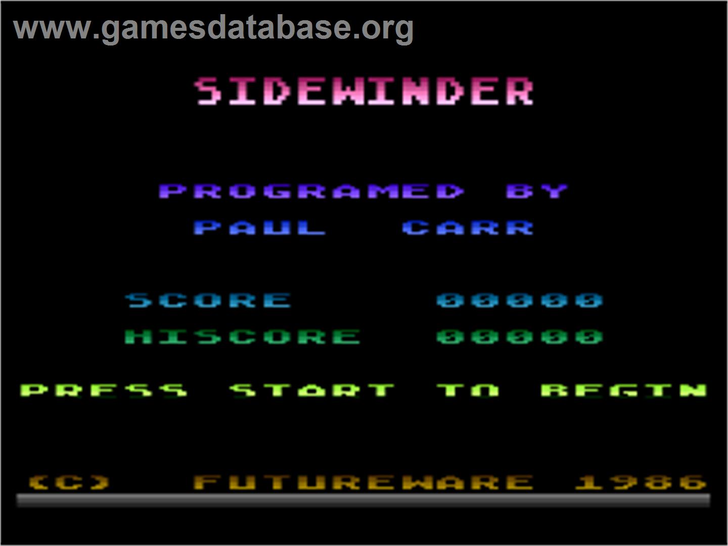Sidewinder - Atari 8-bit - Artwork - Title Screen