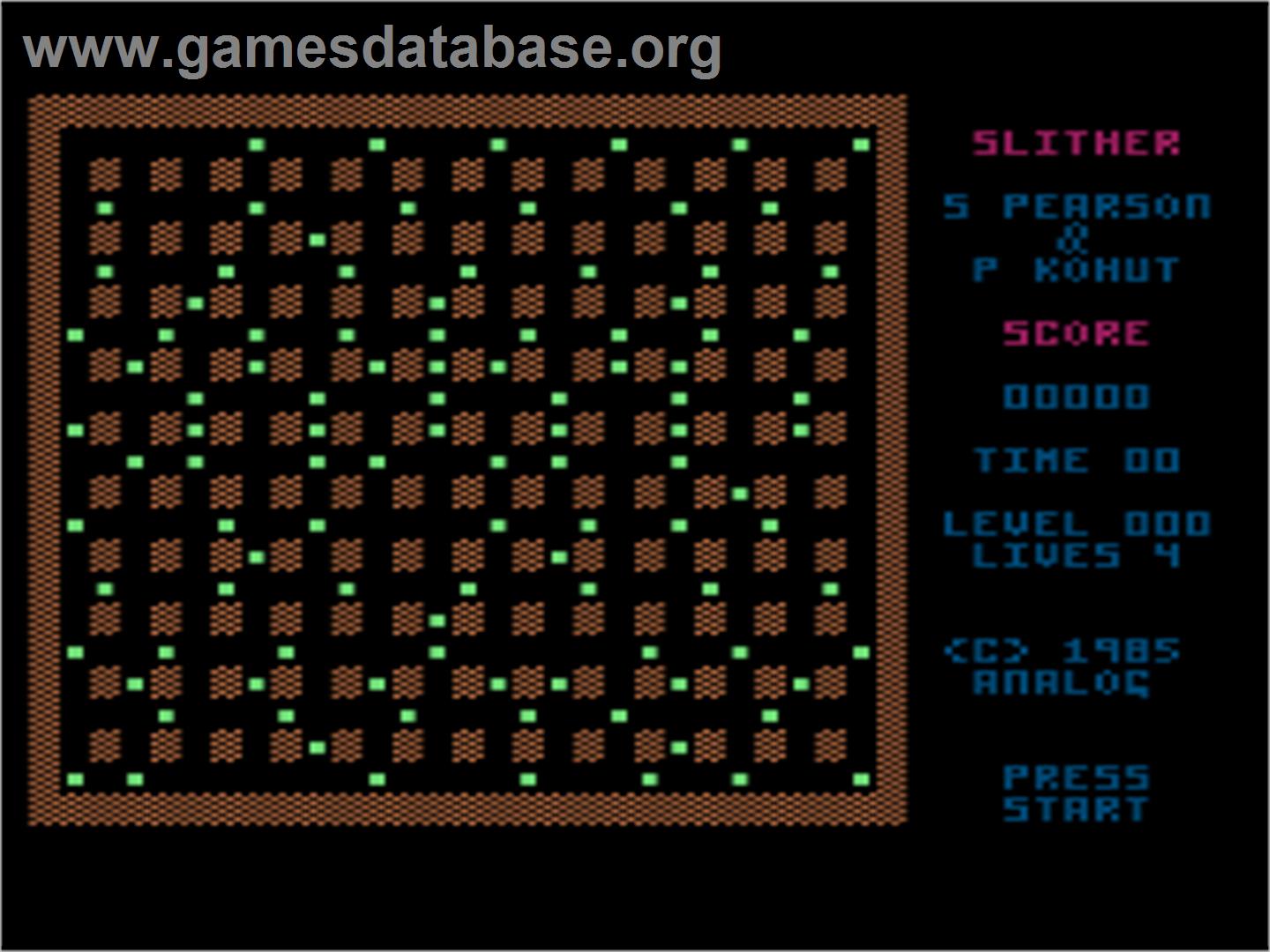 Slither - Atari 8-bit - Artwork - Title Screen