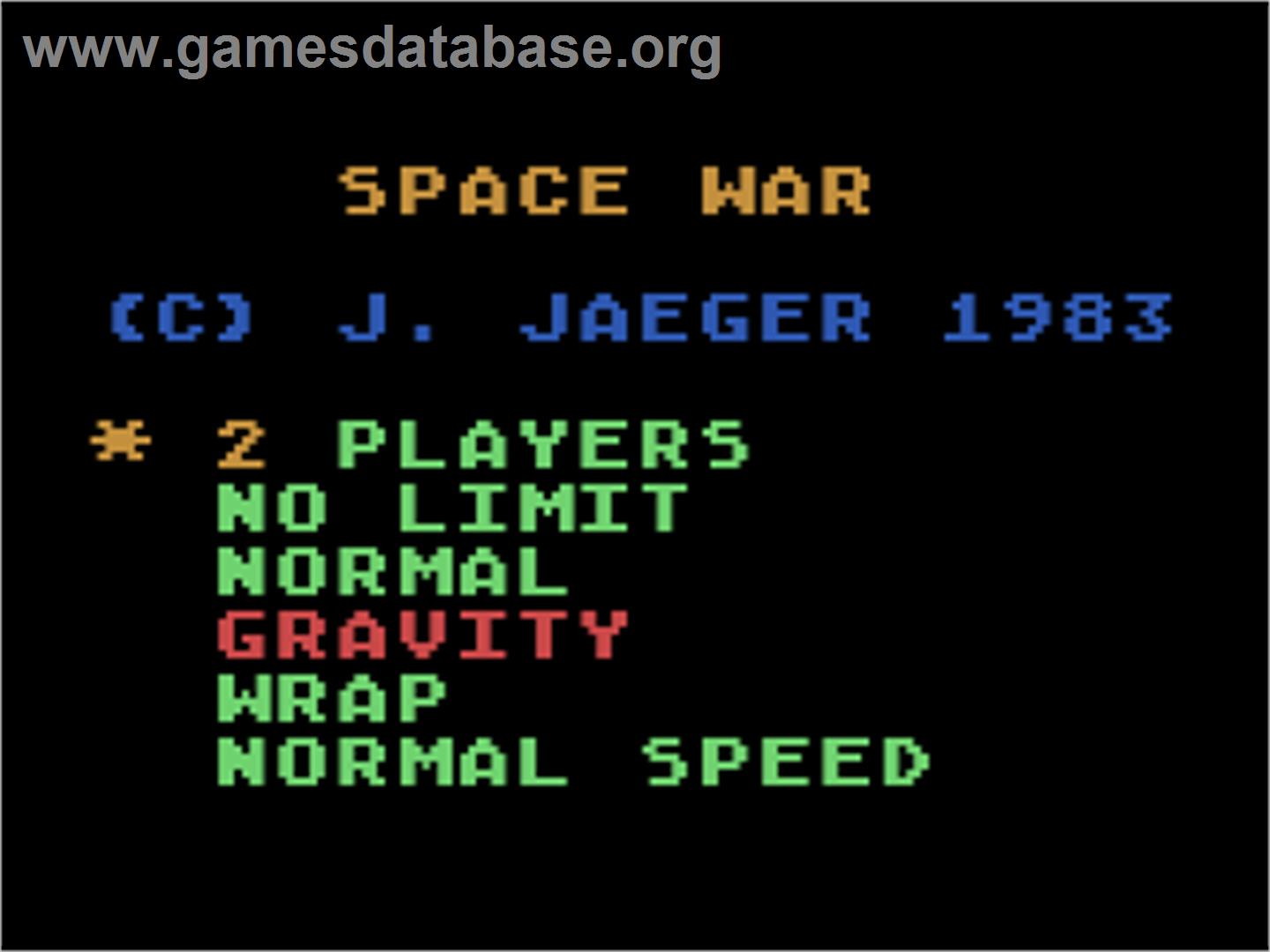 Space War - Atari 8-bit - Artwork - Title Screen
