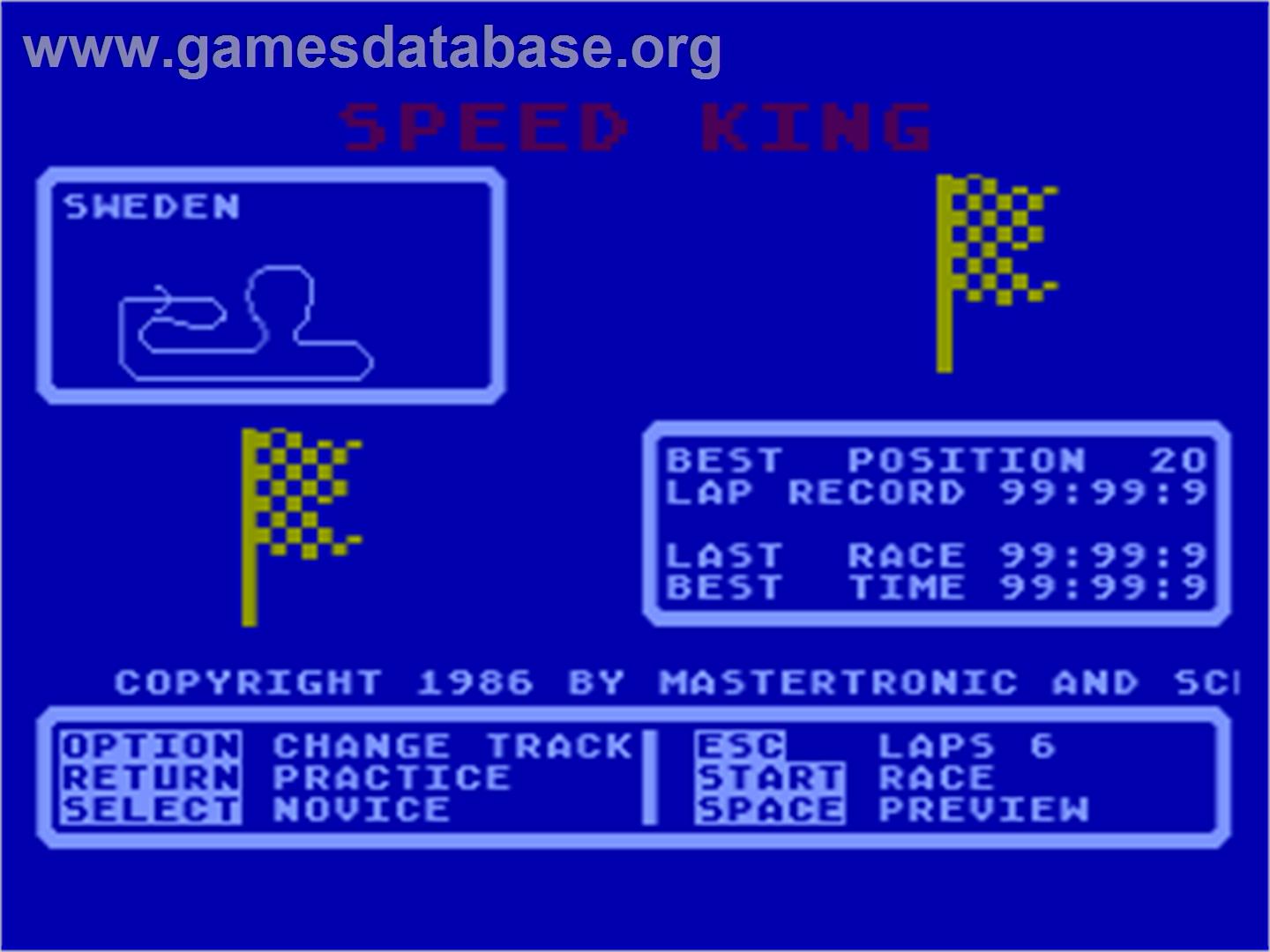 Speed King - Atari 8-bit - Artwork - Title Screen