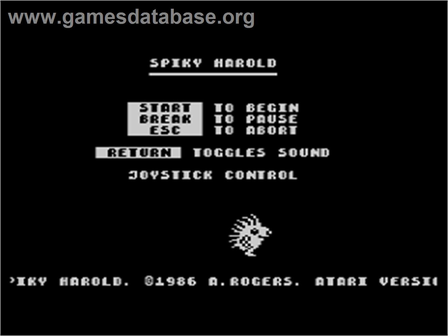 Spiky Harold - Atari 8-bit - Artwork - Title Screen