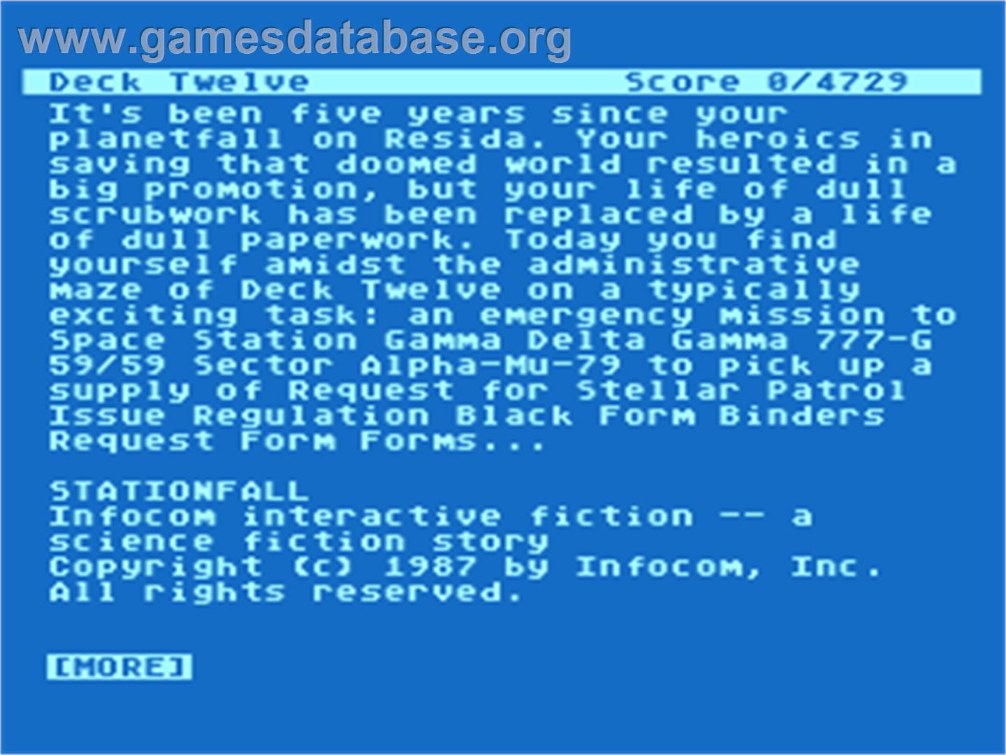 Stationfall - Atari 8-bit - Artwork - Title Screen
