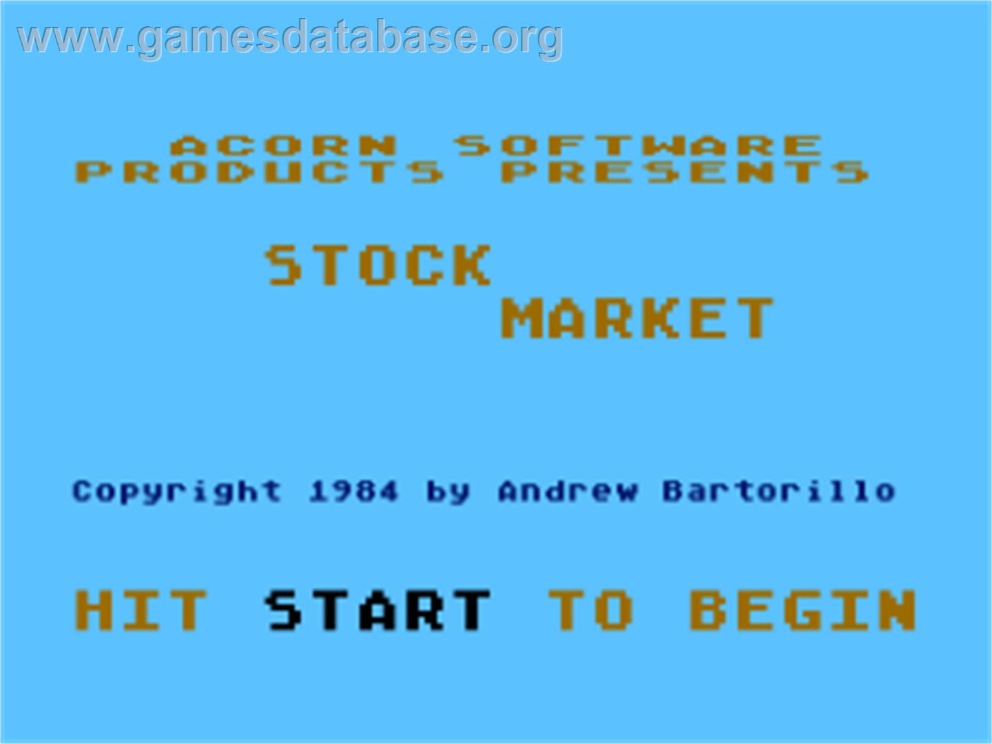 Stock Market - The Game - Atari 8-bit - Artwork - Title Screen