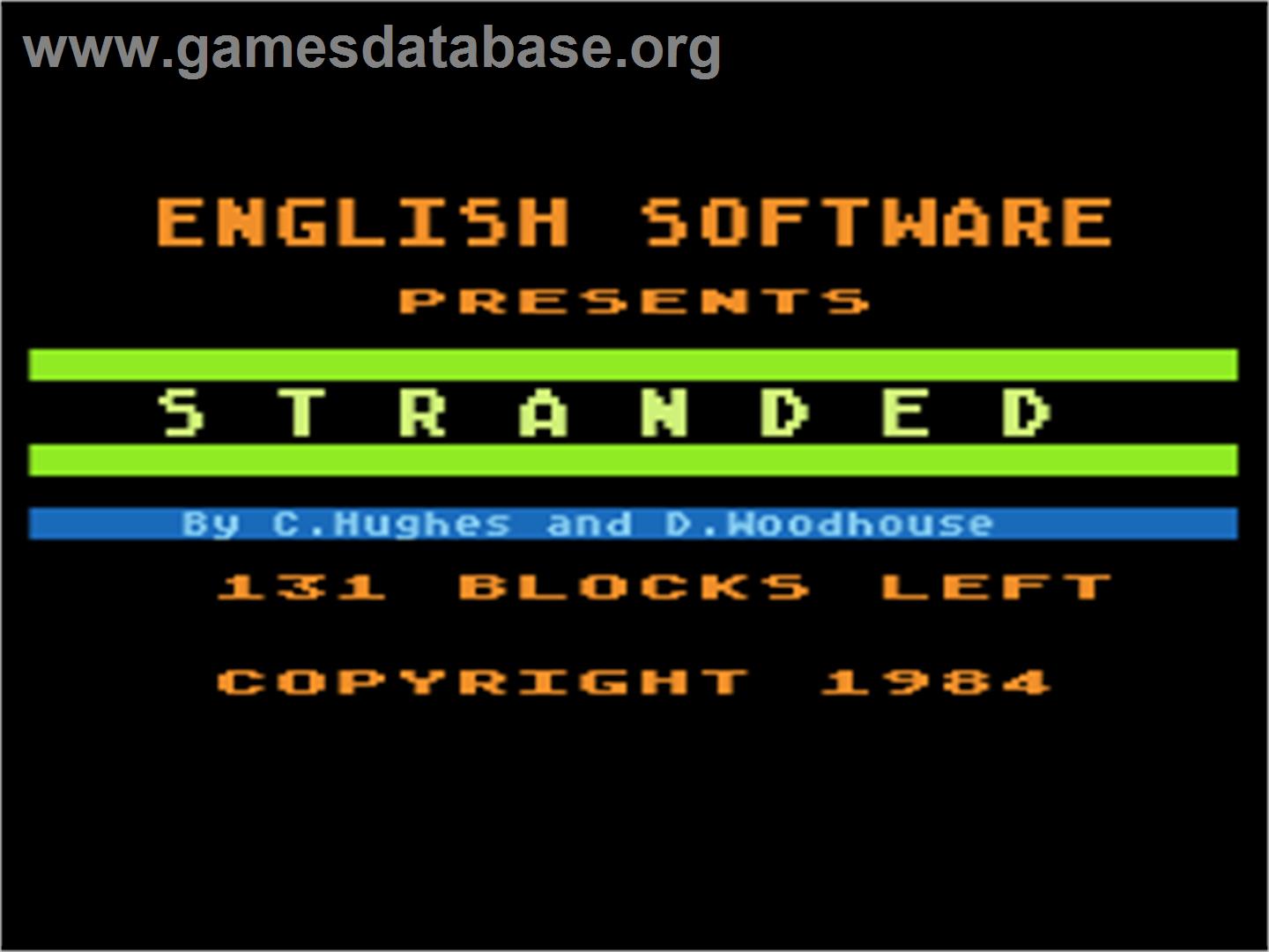 Stranded - Atari 8-bit - Artwork - Title Screen
