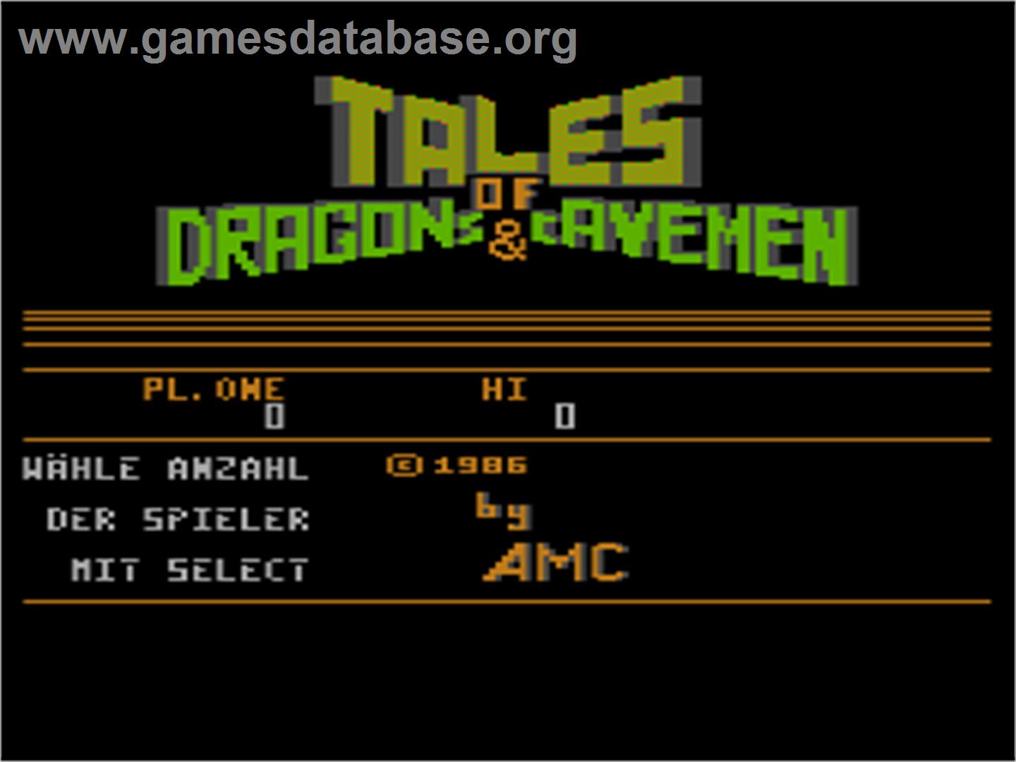 Tales Of Dragons And Cavemen - Atari 8-bit - Artwork - Title Screen