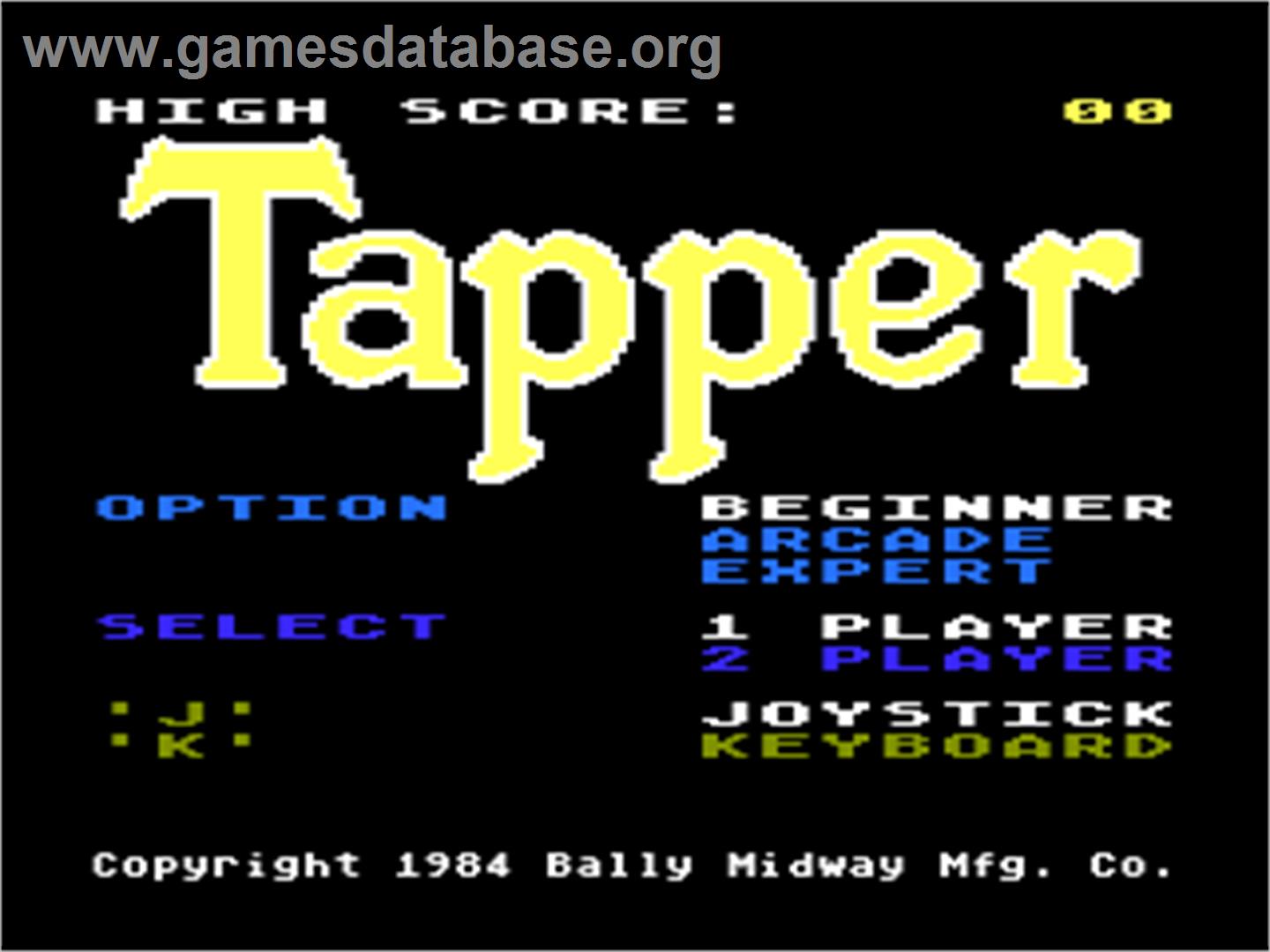 Tapper - Atari 8-bit - Artwork - Title Screen