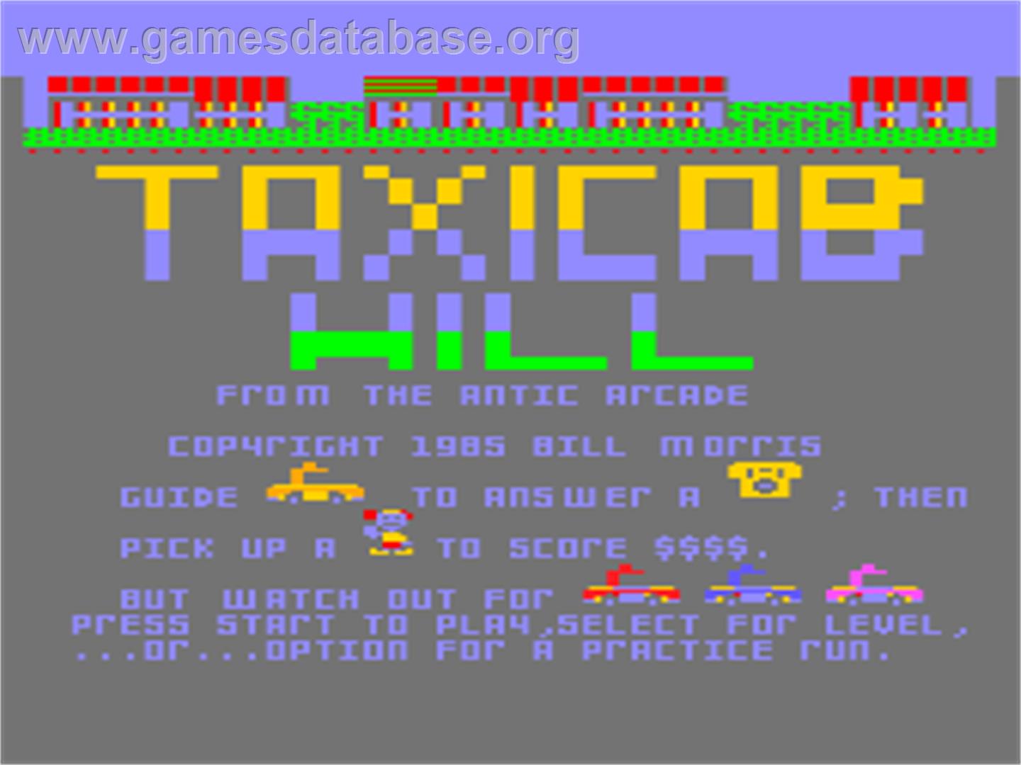 Taxicab Hill - Atari 8-bit - Artwork - Title Screen