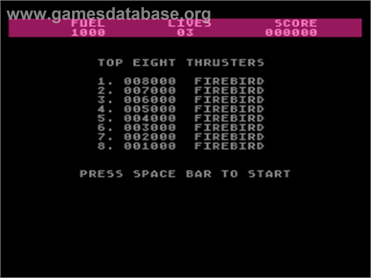 Thrust - Atari 8-bit - Artwork - Title Screen