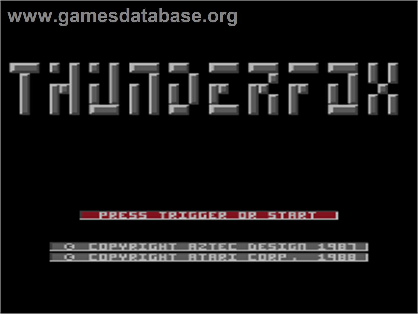 Thunder Fox - Atari 8-bit - Artwork - Title Screen