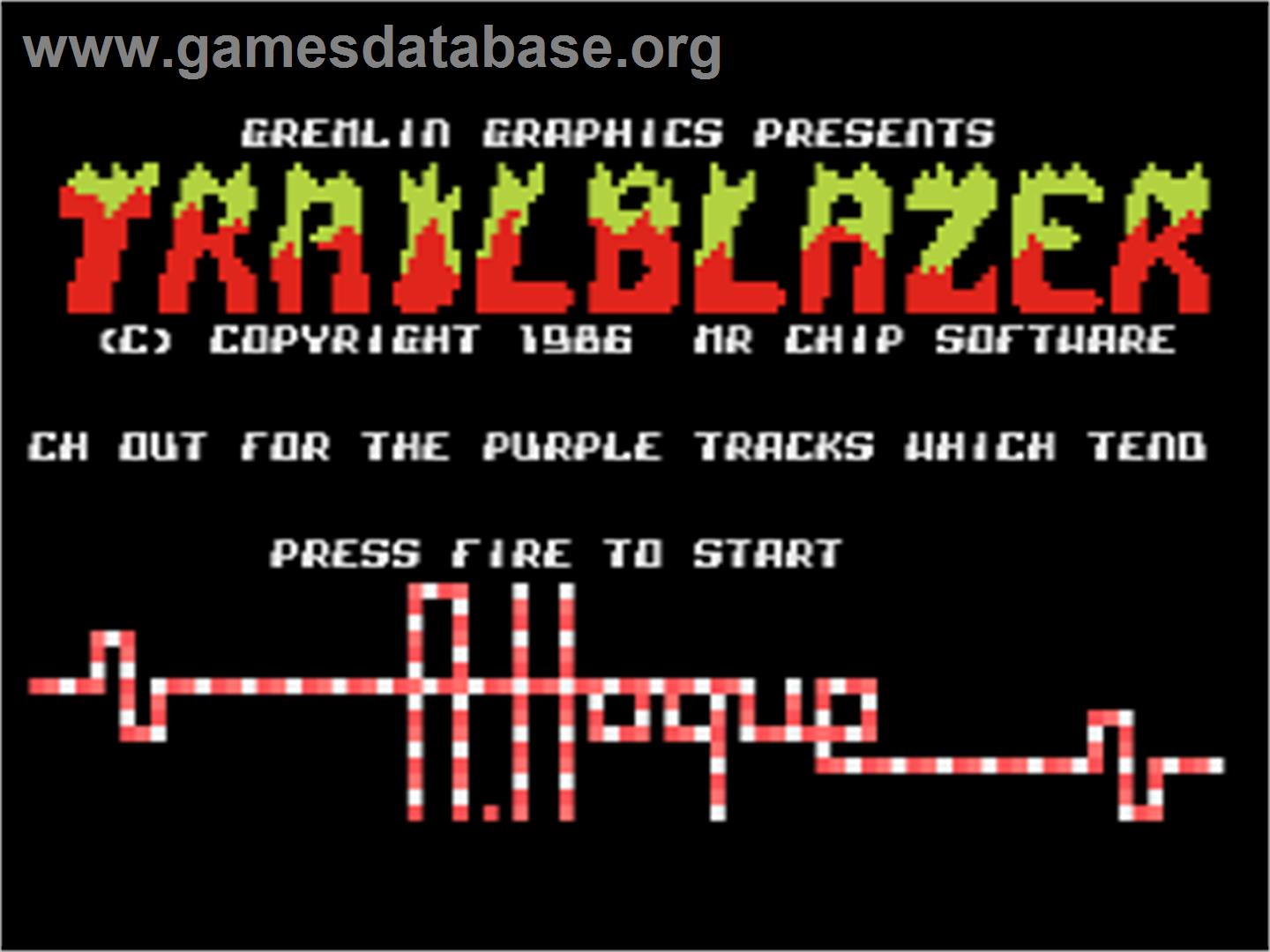 Trail Blazer - Atari 8-bit - Artwork - Title Screen