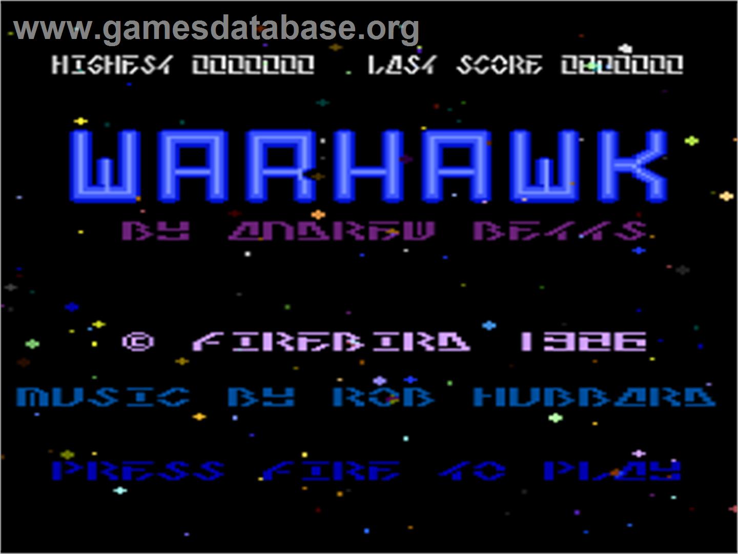 Warhawk - Atari 8-bit - Artwork - Title Screen