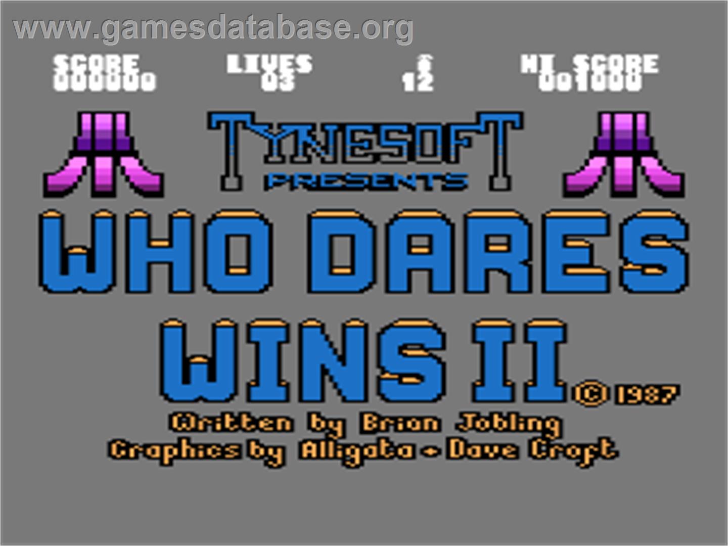 Who Dares Wins 2 - Atari 8-bit - Artwork - Title Screen