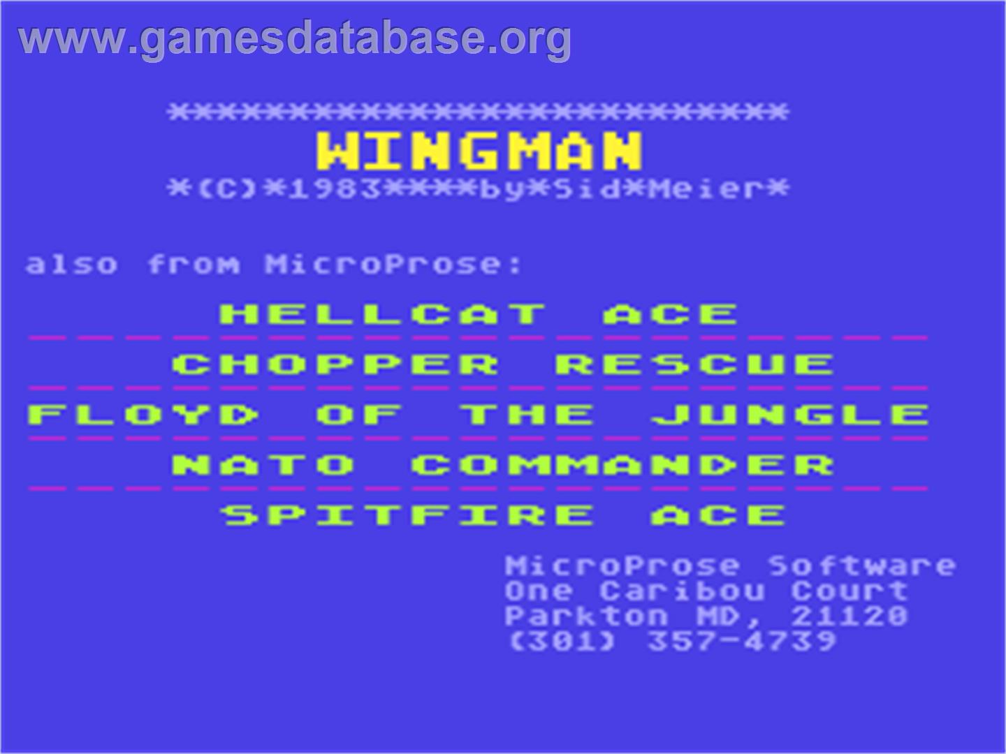 Wingman - Atari 8-bit - Artwork - Title Screen
