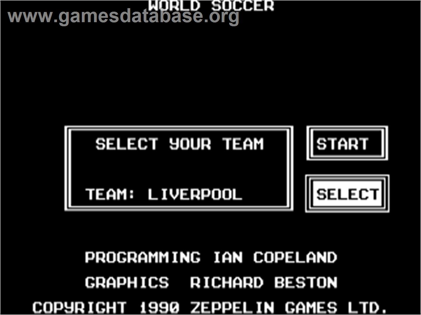 World Soccer - Atari 8-bit - Artwork - Title Screen