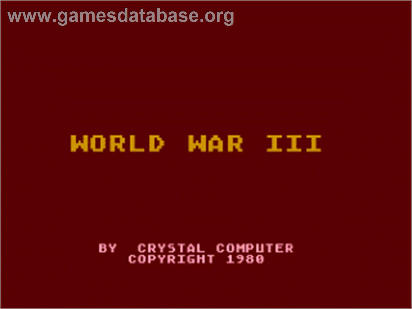 World War 3 - Atari 8-bit - Artwork - Title Screen