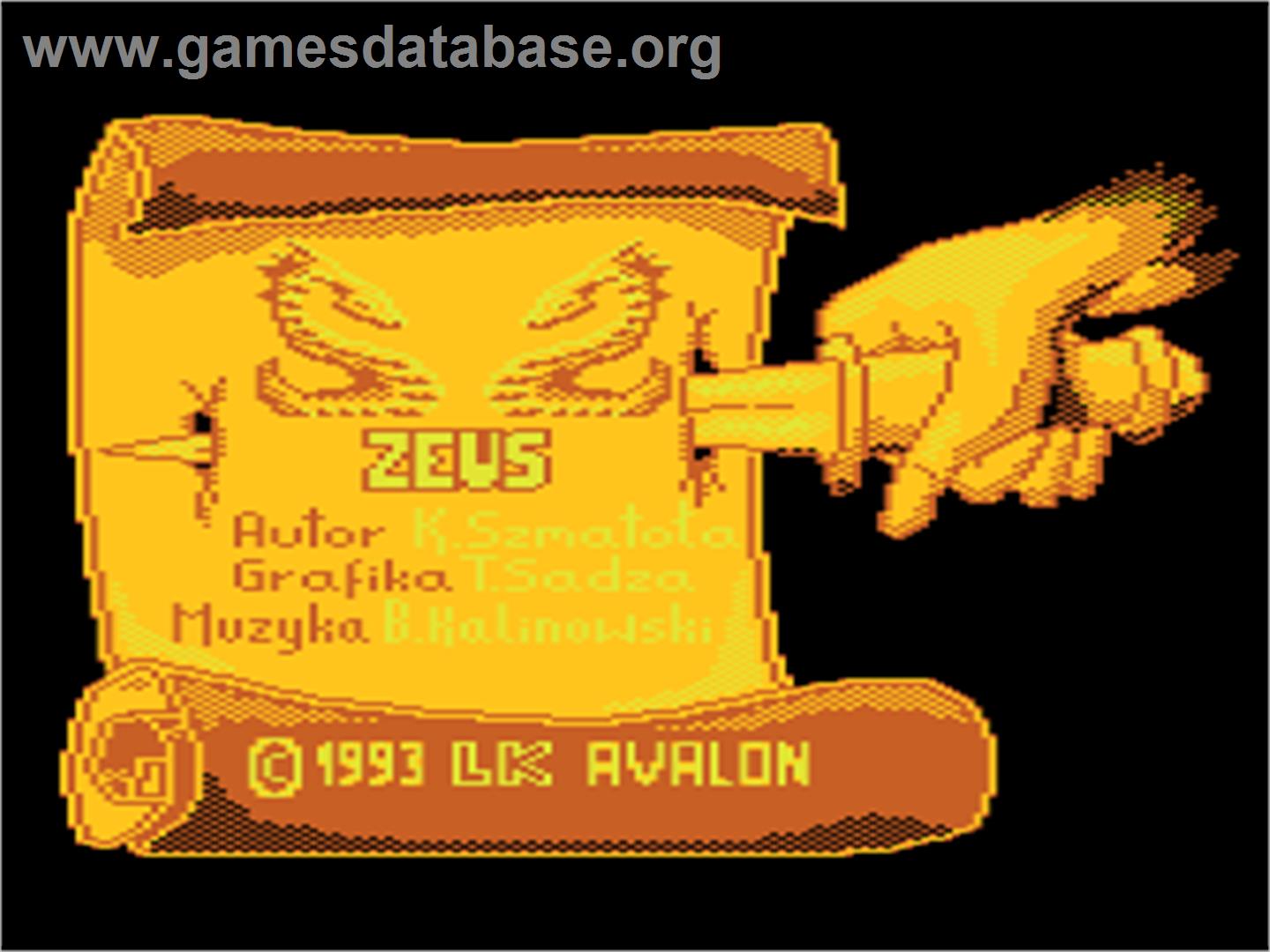 Zeus - Atari 8-bit - Artwork - Title Screen