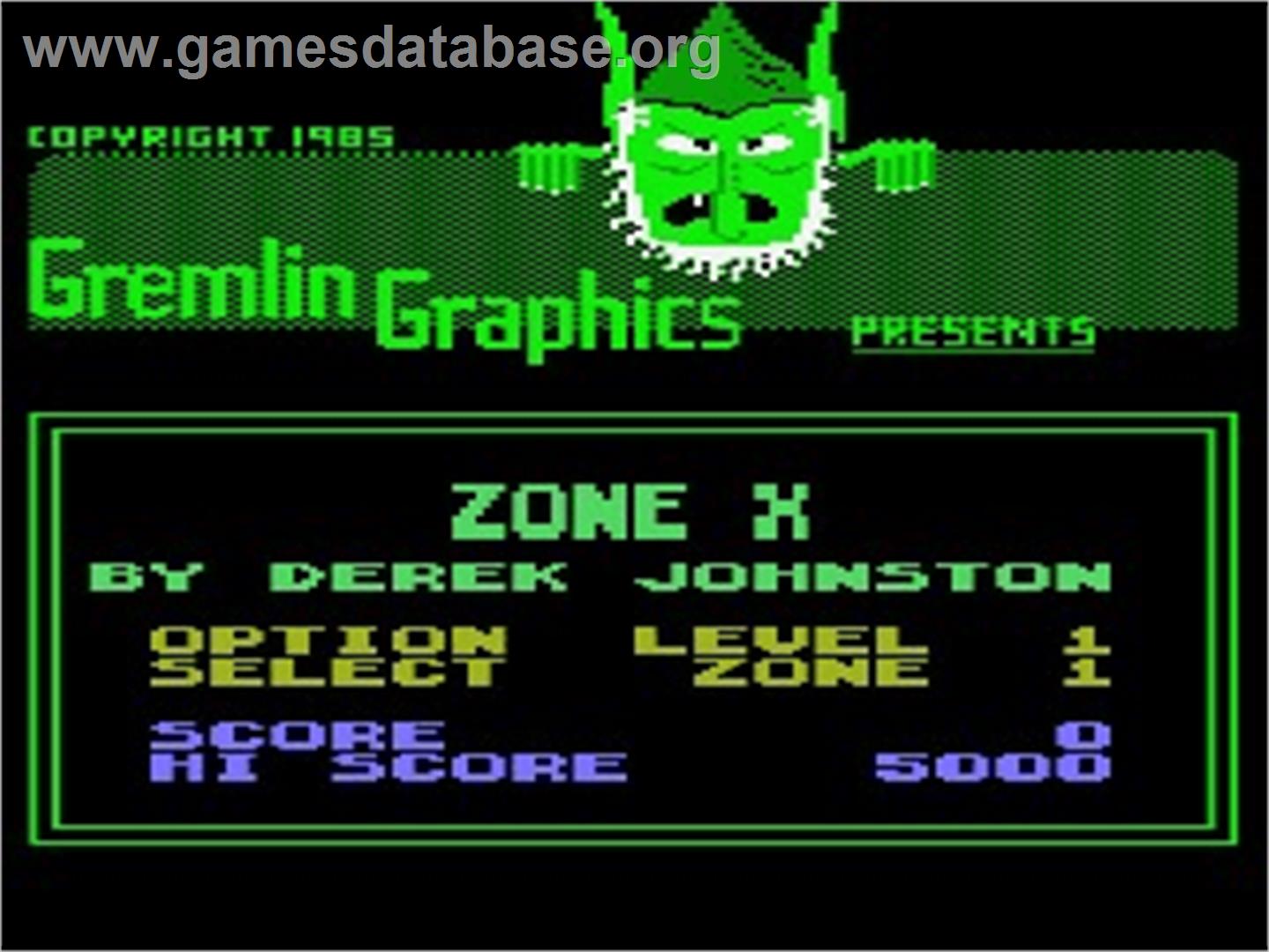 Zone X - Atari 8-bit - Artwork - Title Screen