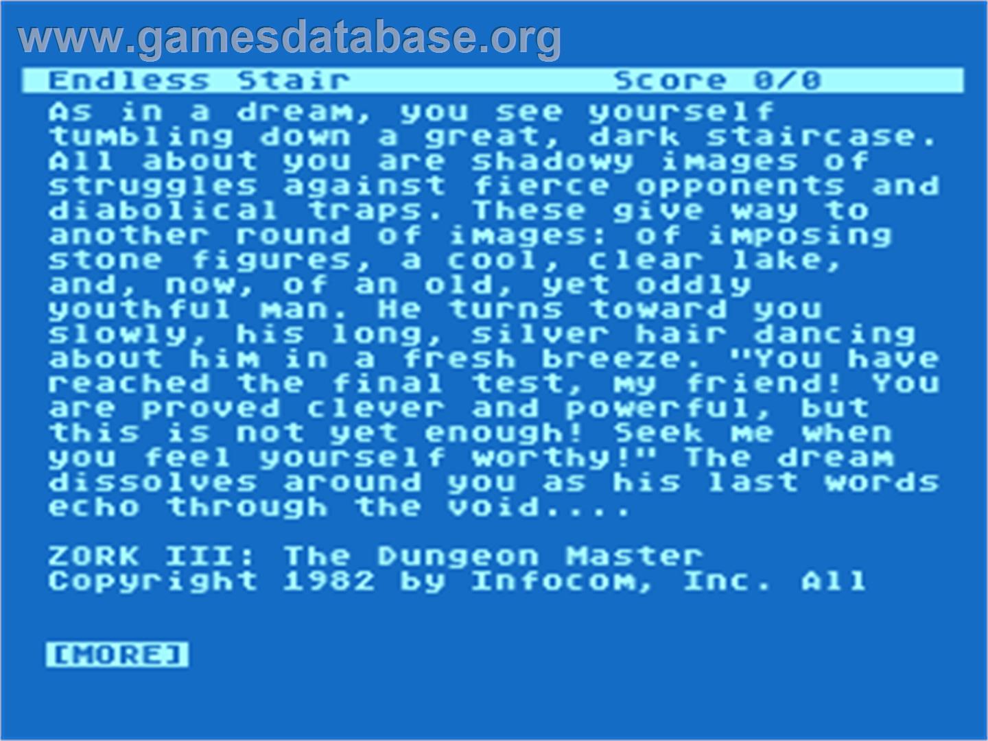 Zork III: The Dungeon Master - Atari 8-bit - Artwork - Title Screen