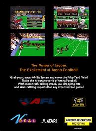 Box back cover for Arena Football '95 on the Atari Jaguar.