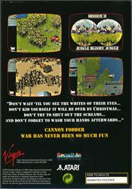 Box back cover for Cannon Fodder on the Atari Jaguar.