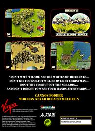 Box back cover for Cannon Fodder on the Atari Jaguar.