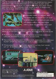 Box back cover for Flashback on the Atari Jaguar.