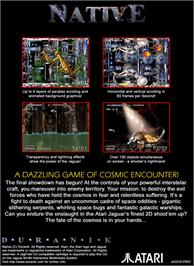 Box back cover for Native on the Atari Jaguar.