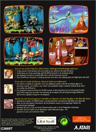 Box back cover for Rayman on the Atari Jaguar.