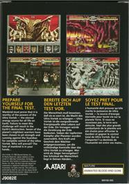 Box back cover for Ultra Vortek on the Atari Jaguar.