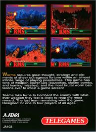Box back cover for Worms on the Atari Jaguar.