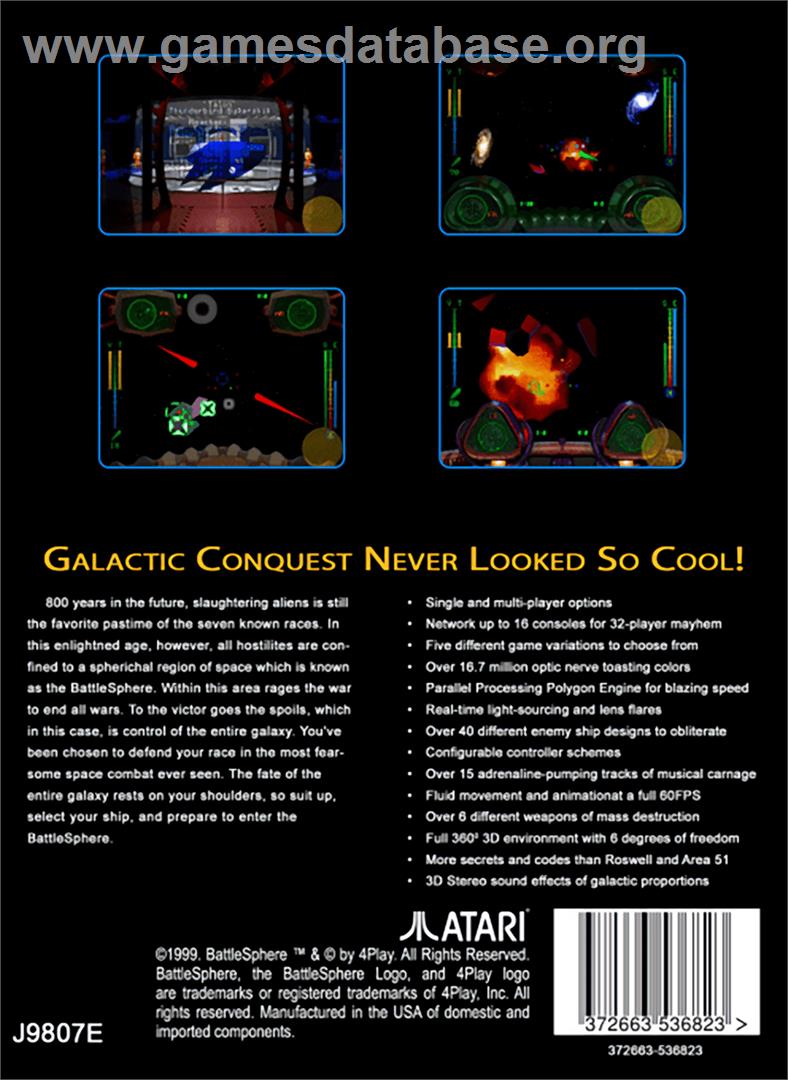 Battlesphere Gold - Atari Jaguar - Artwork - Box Back