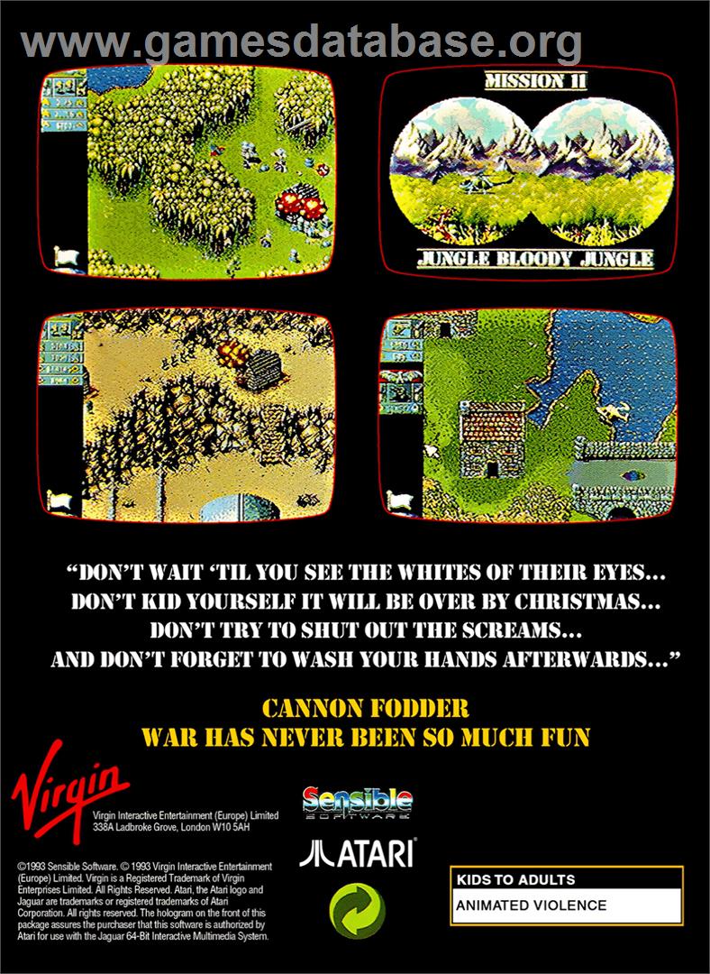 Cannon Fodder - Atari Jaguar - Artwork - Box Back
