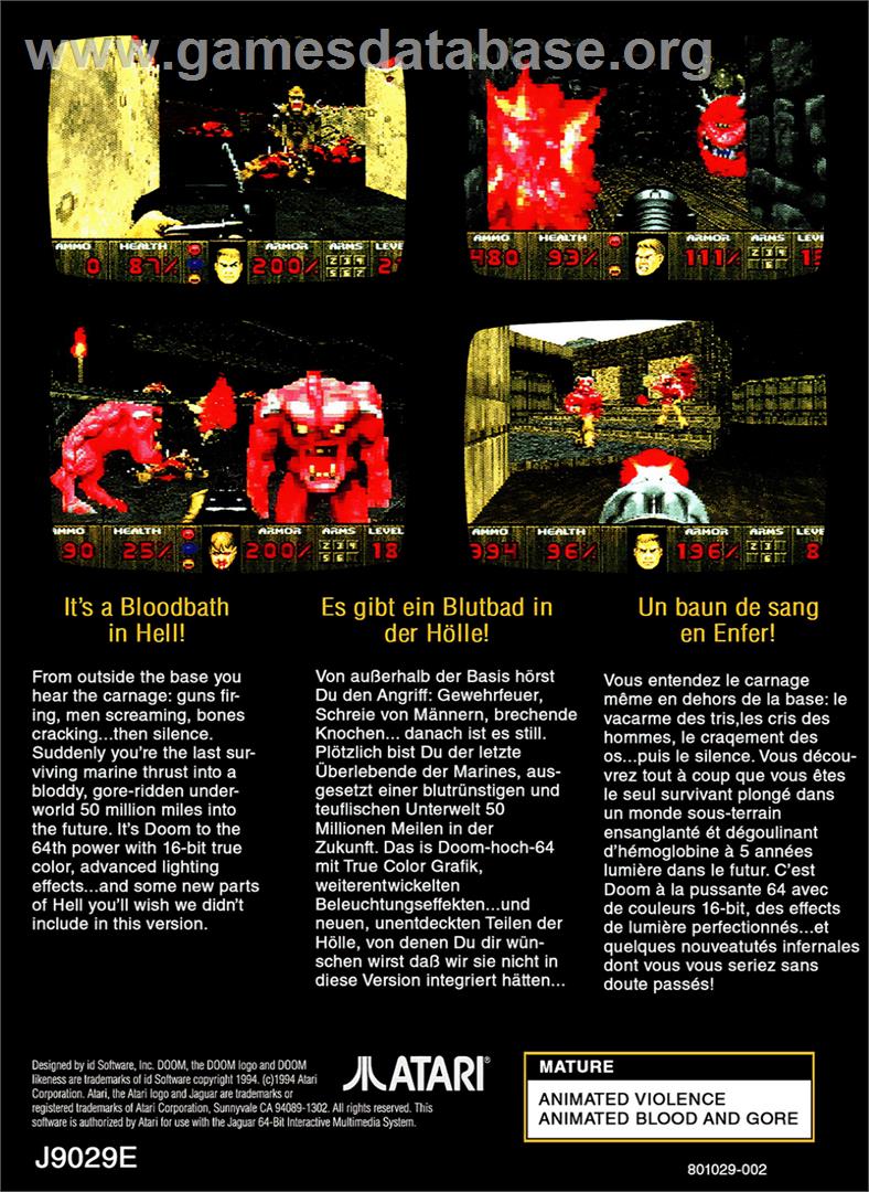 Doom - Atari Jaguar - Artwork - Box Back