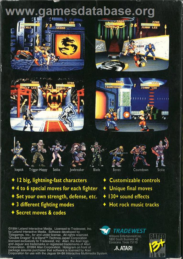 Double Dragon V: The Shadow Falls - Atari Jaguar - Artwork - Box Back