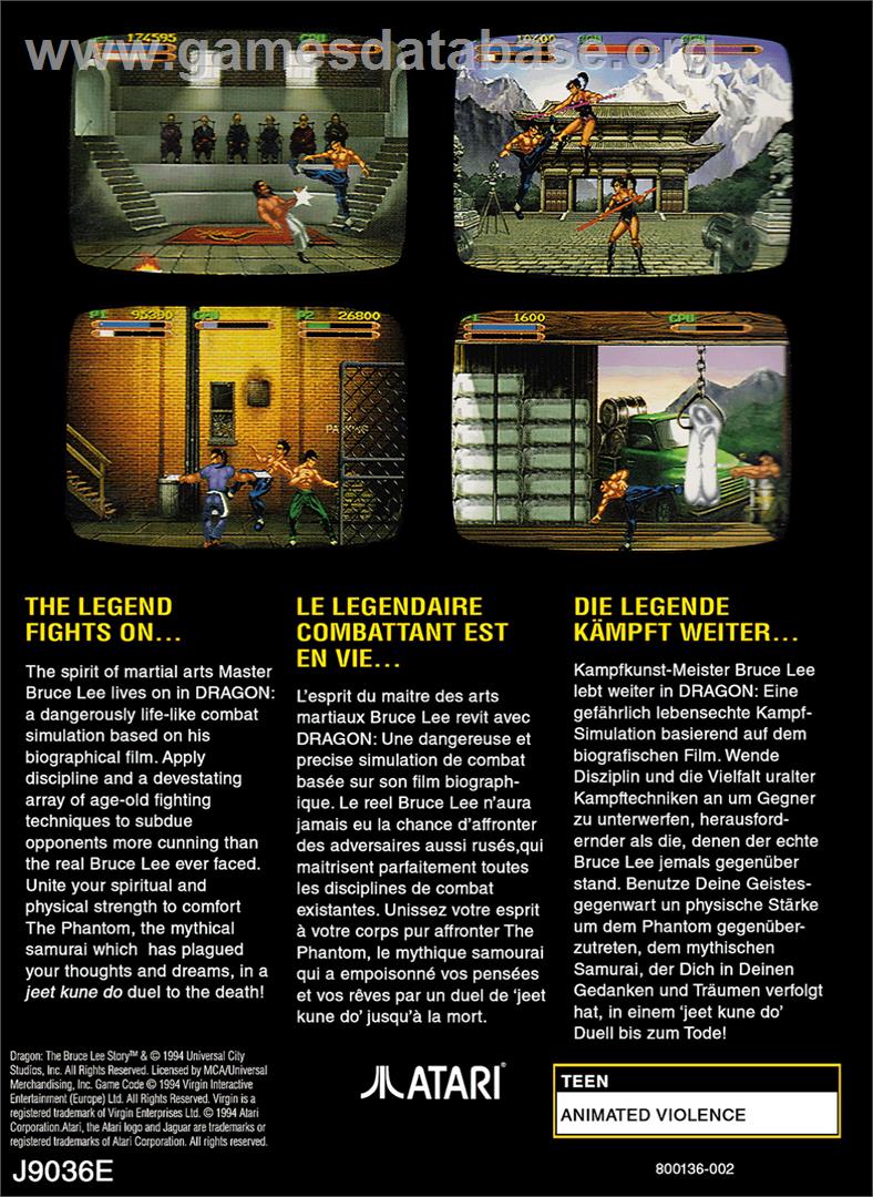 Dragon - The Bruce Lee Story - Atari Jaguar - Artwork - Box Back