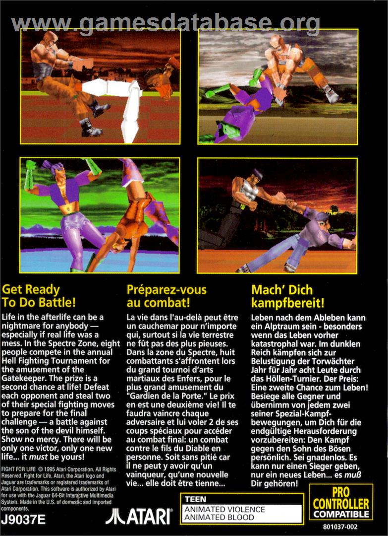 Fight For Life - Atari Jaguar - Artwork - Box Back