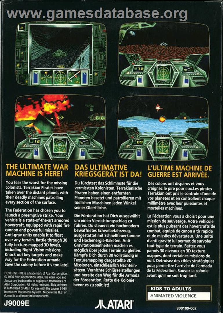 Hover Strike - Atari Jaguar - Artwork - Box Back