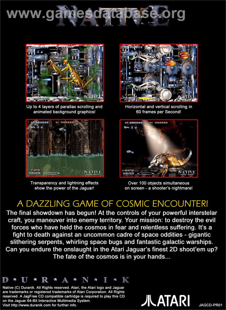 Native - Atari Jaguar - Artwork - Box Back
