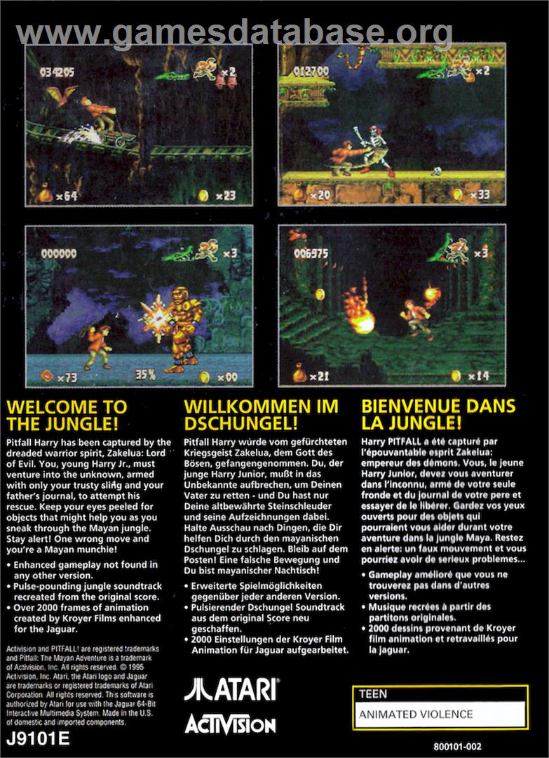 Pitfall: The Mayan Adventure - Atari Jaguar - Artwork - Box Back