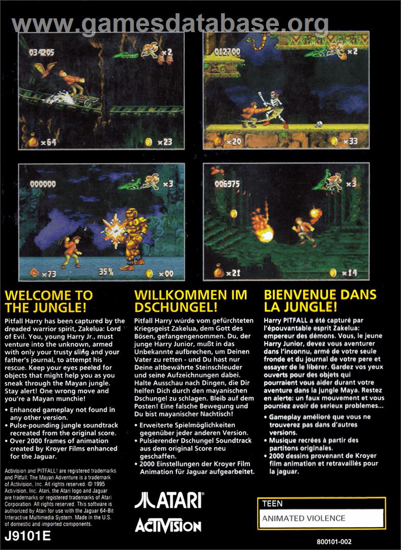 Pitfall - The Mayan Adventure - Atari Jaguar - Artwork - Box Back