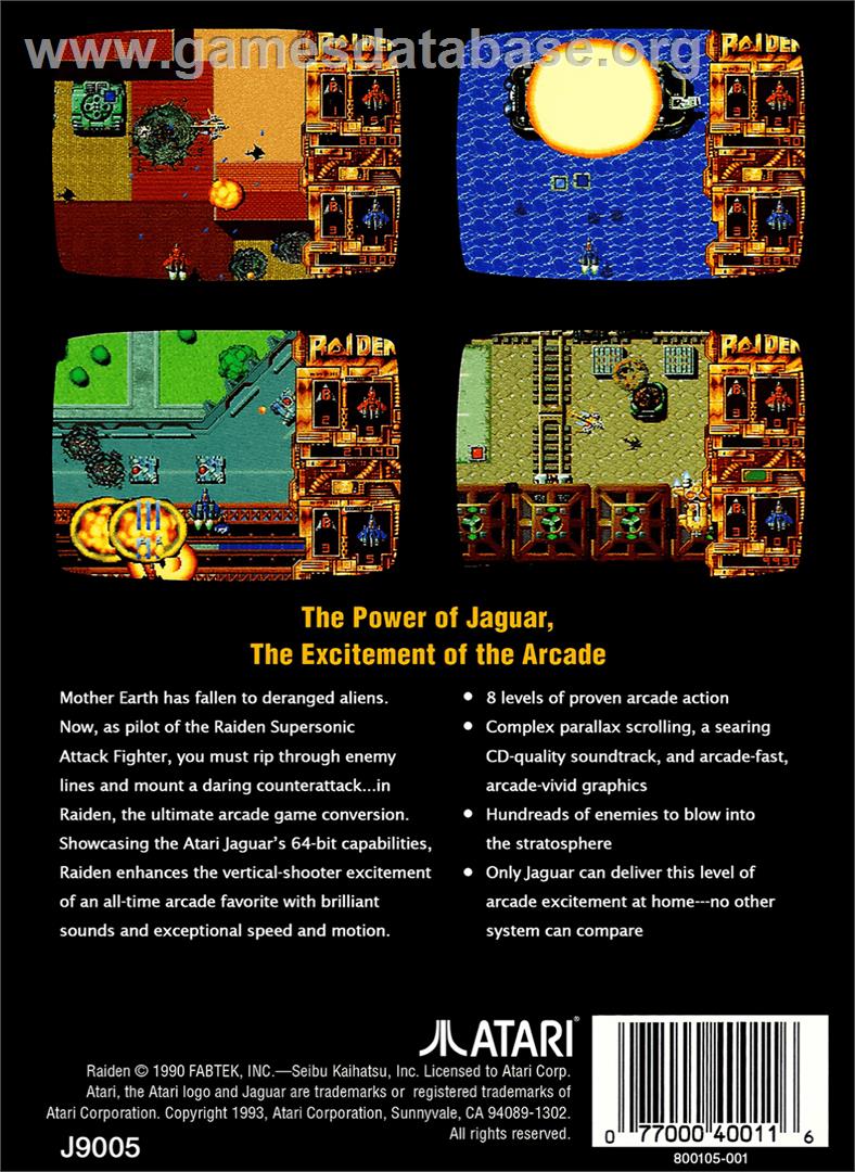 Raiden - Atari Jaguar - Artwork - Box Back