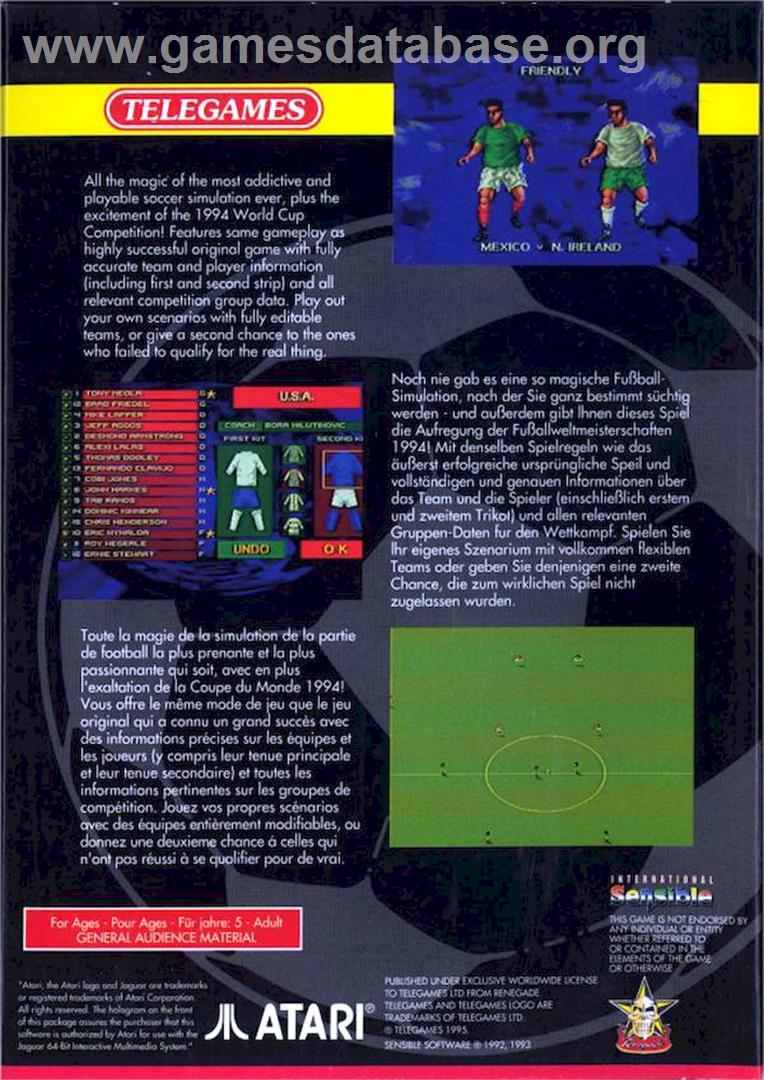 Sensible Soccer: International Edition - Atari Jaguar - Artwork - Box Back