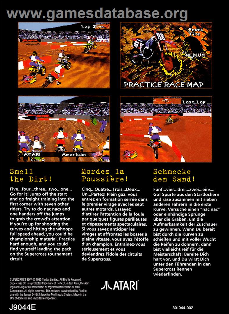 Supercross 3d - Atari Jaguar - Artwork - Box Back