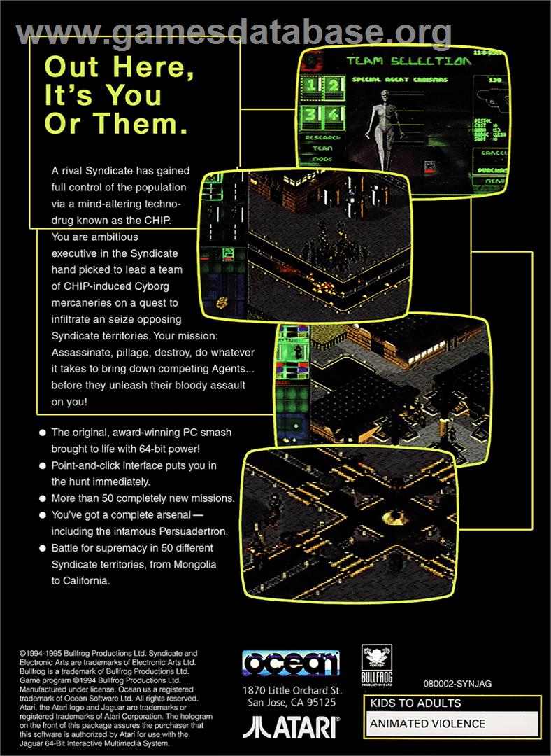 Syndicate - Atari Jaguar - Artwork - Box Back